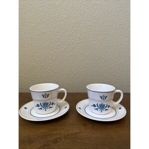 Noritake‎ Progression Blue Haven Cup And Saucer Set of 2 Japan